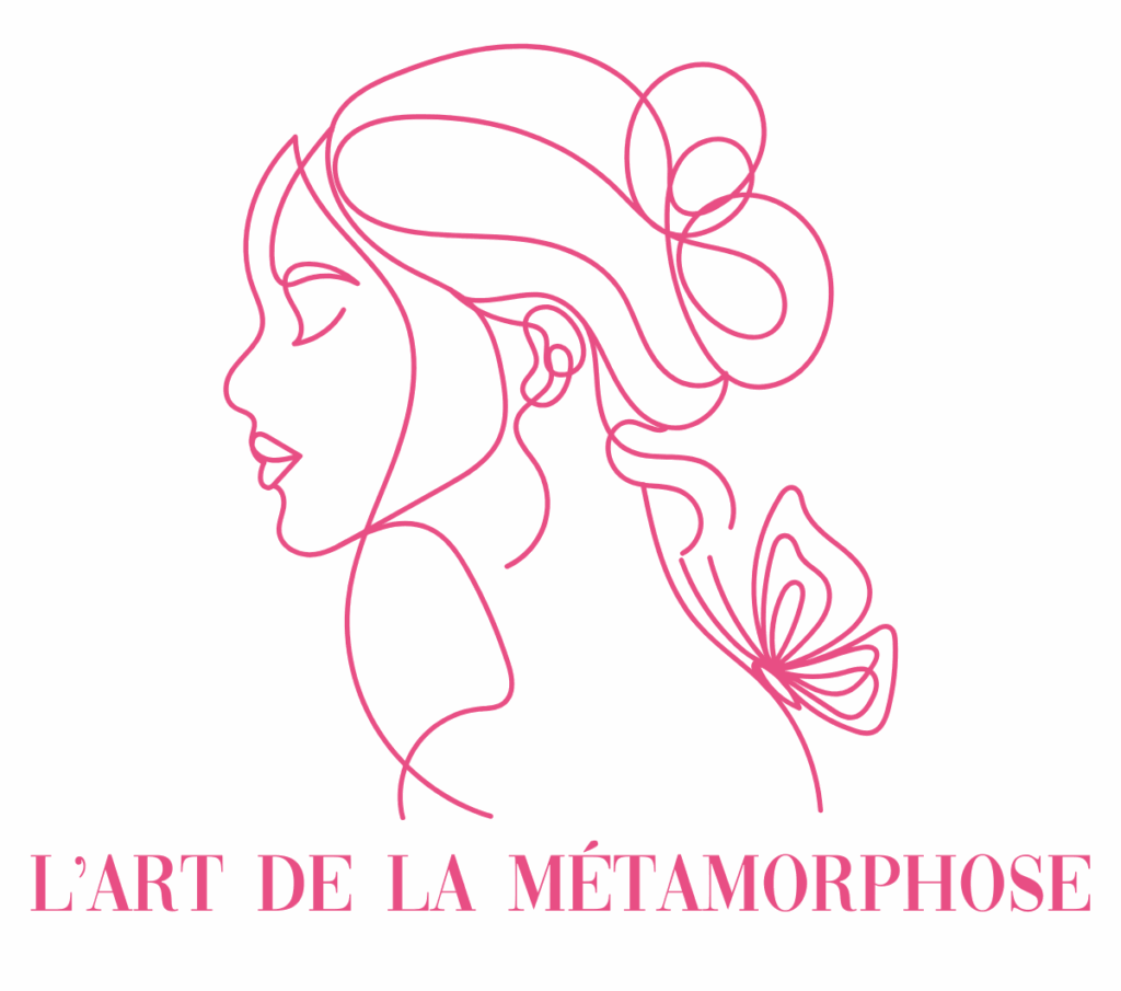 Logo et texte « L’art de la métamorphose », représentant la transformation profonde, la renaissance et la résilience, symboles clés du coaching féminin pour accompagner les femmes dans leur parcours de guérison et d’épanouissement